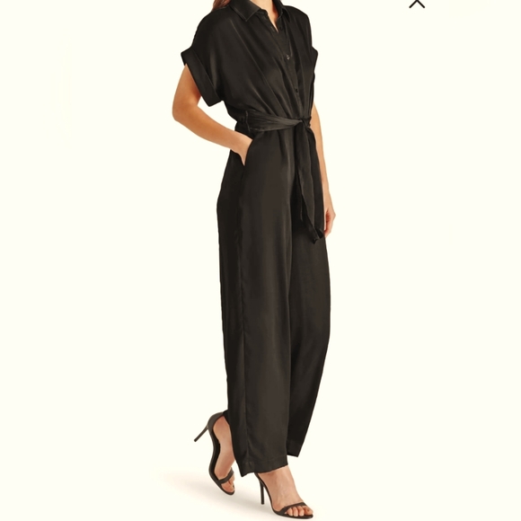 Tori Tie Waist Wide Leg Satin Jumpsuit - Picture 2 of 15